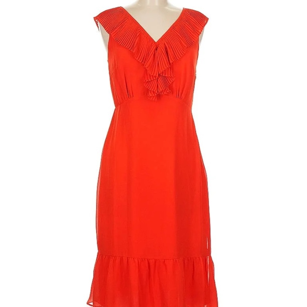 Sam Edelman Fire Engine Red Ruffle Midi Dress - Picture 2 of 9